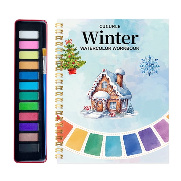 Cuaderno de acuarela, guía de pintura paso a paso, juego de acuarela, libro para colorear con acuarela inspirado en la naturaleza