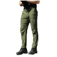 thumbnail image 3 of BiZtdJrK Men's Fleece Lined Cargo Pants Outdoor Water Resistance Snow Ski Pants Fall Winter Thermal Hiking Work Trousers with Zipper Pockets, Army Green, M, 3 of 5
