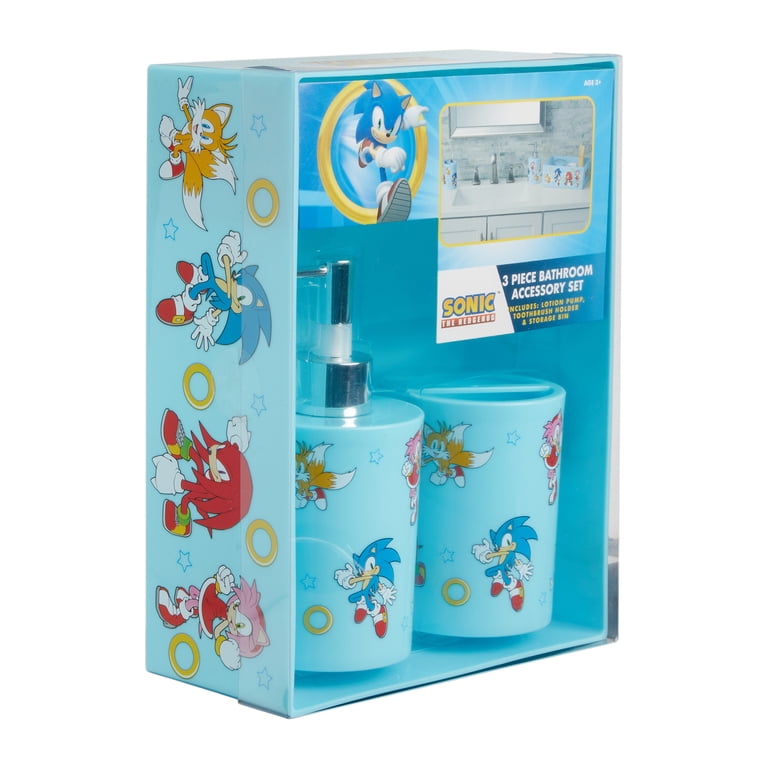 BOOOSTER SONIC スキンケアデバイス セット Sonic the Hedgehog 3-Piece Bathroom Accessory Set, Toothbrush