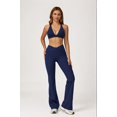 thumbnail image 4 of PISONIC Women Two Piece Workout Sets Cross Back Sports Bras Matching High Waist Flared Leggings Gym Yoga Outfits, 4 of 8