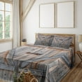 thumbnail image 2 of Ambesonne Rustic Fitted & Top Sheet Set with Shams, American Country Style, Pale Brown and Grey, 2 of 7