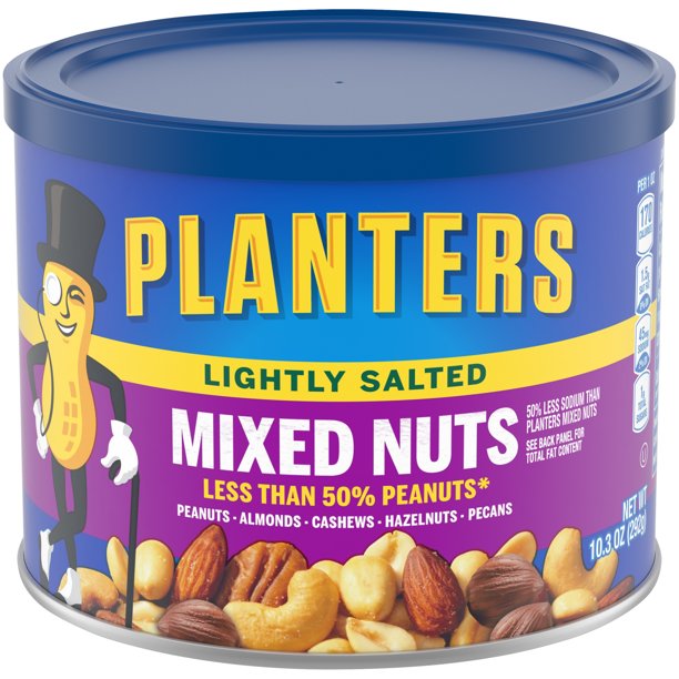 Planters Lightly Salted Deluxe Mixed Nuts, 10.3 oz Canister Walmart