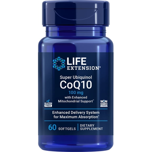 Life Extension Super Ubiquinol CoQ10 with Enhanced Mitochondrial Support, shilajit, heart health & cellular energy production support, ultra-absorbable, gluten-free, 60 softgels