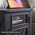 thumbnail image 4 of T4TREAM 17.8" W Farmhouse Wooden Nightstand End Table with Charging Station and Storage, Black, 4 of 7