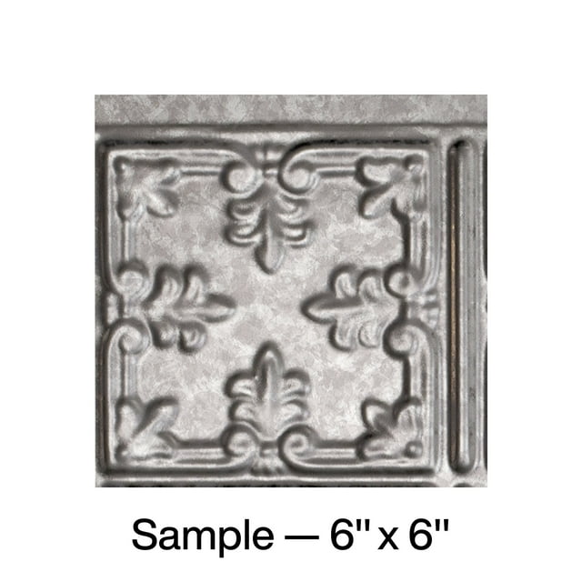 FASÄDE Traditional Style 10 Decorative Vinyl Backsplash Panel in Galvanized Steel (6X6 Inch Sample)
