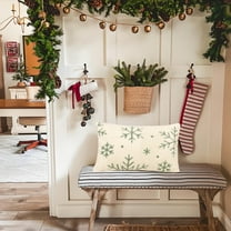 Gumesh Velvet Snowflake Christmas Pillow - Embroidered Holiday Throw Pillow for Sofa and Bed, Festive Home Decor