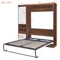 thumbnail image 3 of Full Size Murphy Bed Wall Bed with Cabinet 2 Open Storage Shelf and 2 Drawer, Wood Cabinet Bed with Cupboard for Multipurpose Guest Room or Home Office, White, 3 of 9
