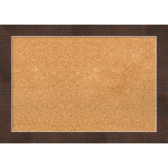 Amanti Art Natural Cork Board Framed Wildwood Brown Narrow Bulletin Board 27 in. x 19 in.