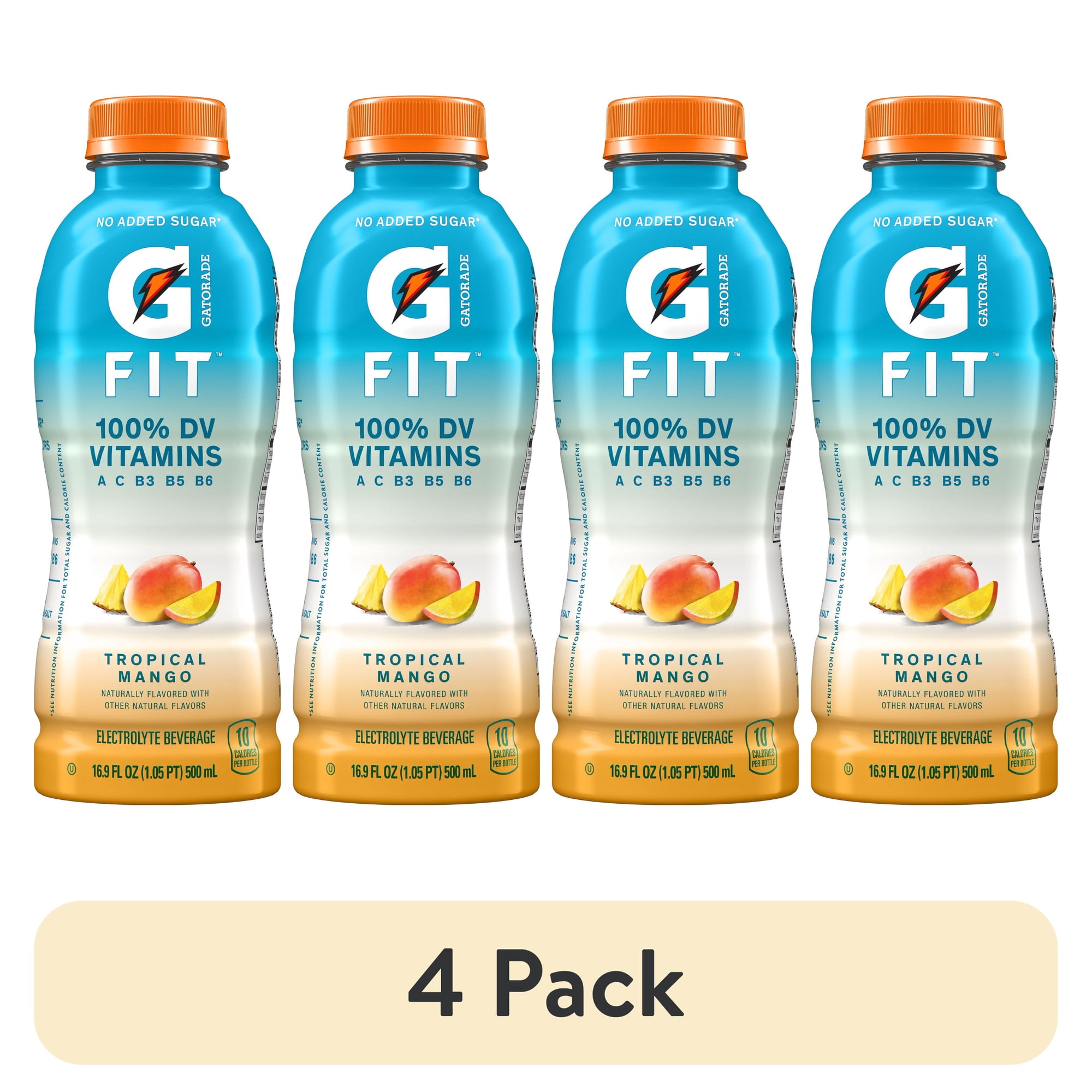 (4 pack) Gatorade Fit Tropical Mango Sports Drink, 16.9 fl oz, 1 Count Bottle