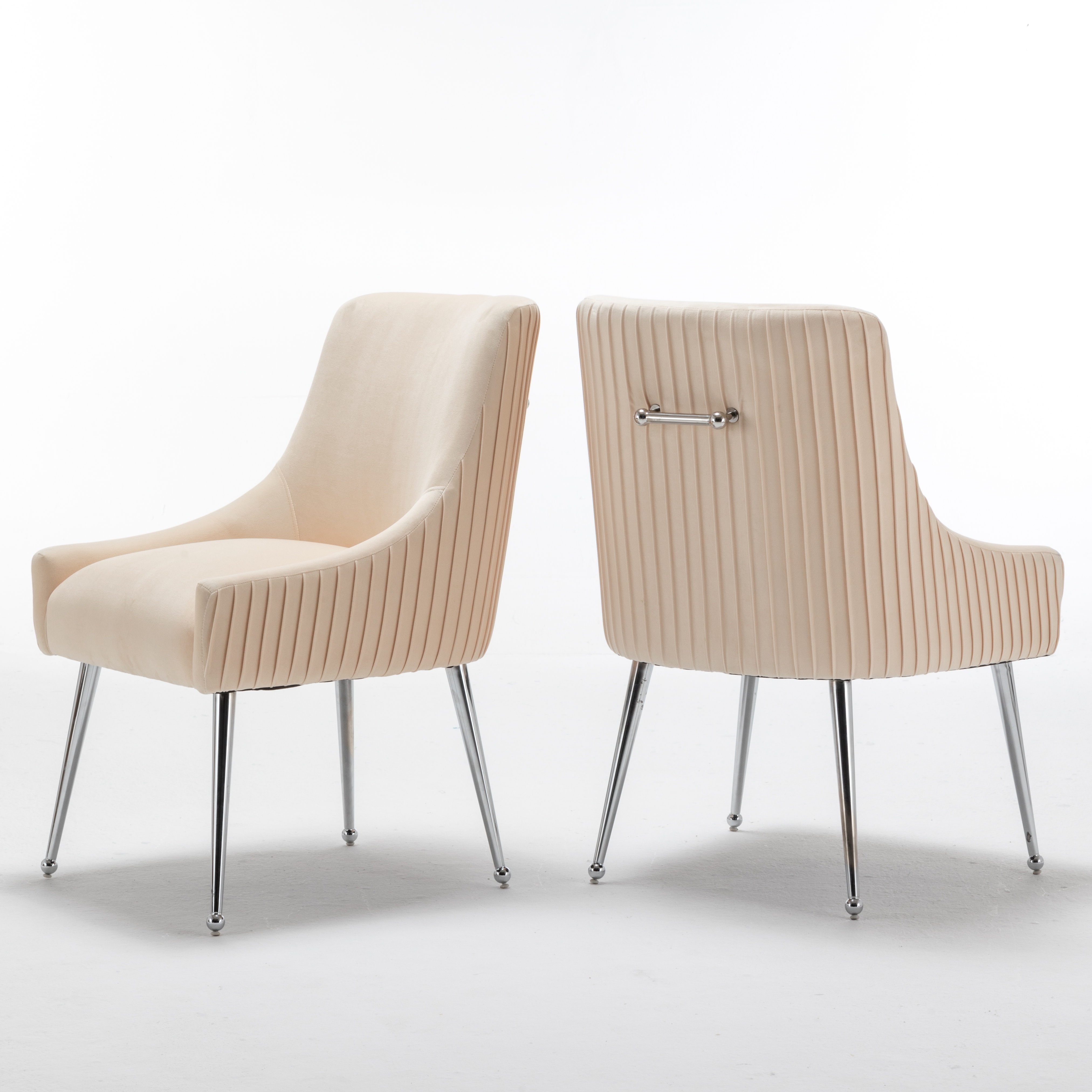 Velvet tufted dining chair silver metal leg side chair