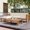 Light-gray, variant on 5-Piece Wood Patio Sectional Furniture, Acacia Wood Outdoor Seating Set with Cushions, Patio Conversation Set Backyard Porch Sectional Sofa, Natural Finish   Blue Cushions