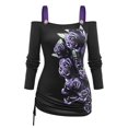 thumbnail image 1 of Camiseta con Estampado Floral de Hombros Al Aire con Detalle Escotado Frontal en Talla Extra Rosegal  Mangas largas de talla grande, 1 of 5