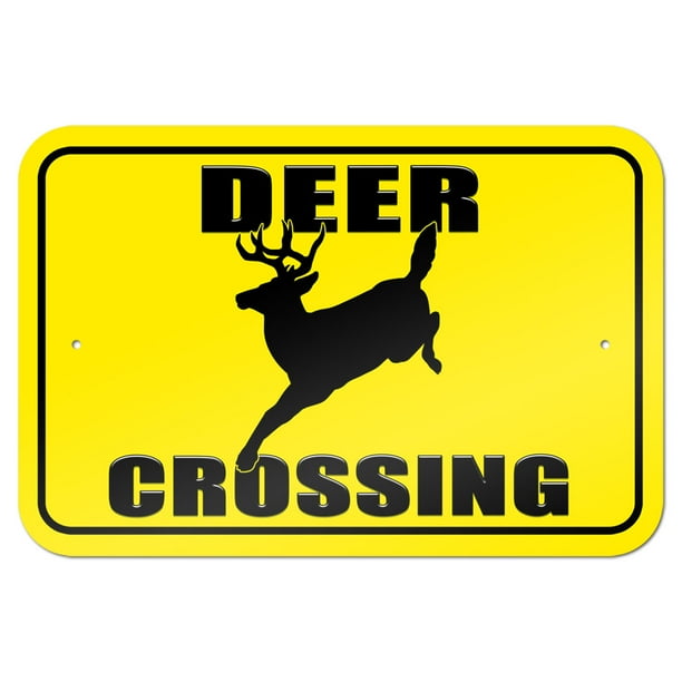 Deer Crossing 9" x 6" Metal Sign