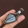 thumbnail image 3 of Natural Owyhee Opal, Moonstone Gemstone Copper Wire Wrap Pendant 2.95", 3 of 5