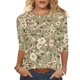 thumbnail image 1 of Mujeres Manga Larga Tops 3/4 Manga Floral Estampado Blusa, Cuello Redondo Camisa Casual para el Uso Diario de la Primavera, 1 of 5