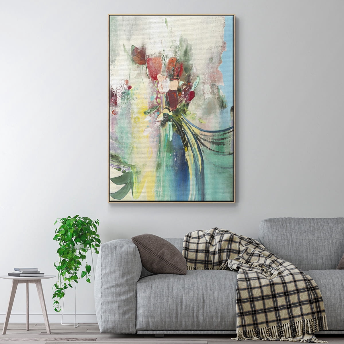 Celebration I Framed Premium Gallery Wrapped Canvas - Ready to Hang - 17 x 25 - Natural Wood Floating Frame