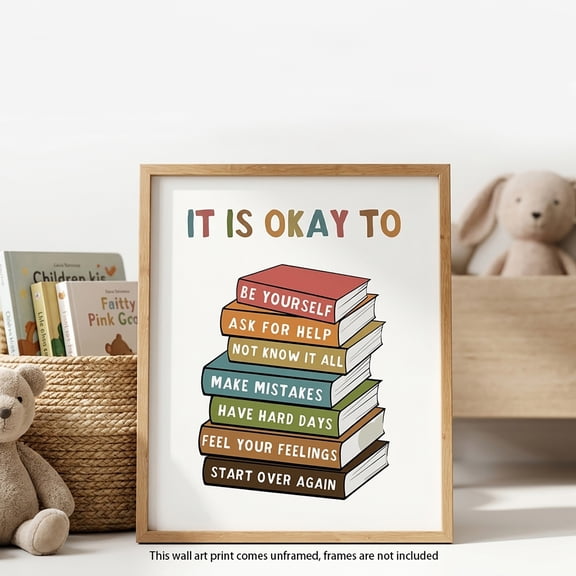 It Is Okay To Feel, Boho Classroom Decor, My Feelings, Classroom Poster, Educational Wall Art, Be Yourself, Playroom Wall Art Decor, School Counselor, Therapy Office Decor, No Framed (8x10 INCH)