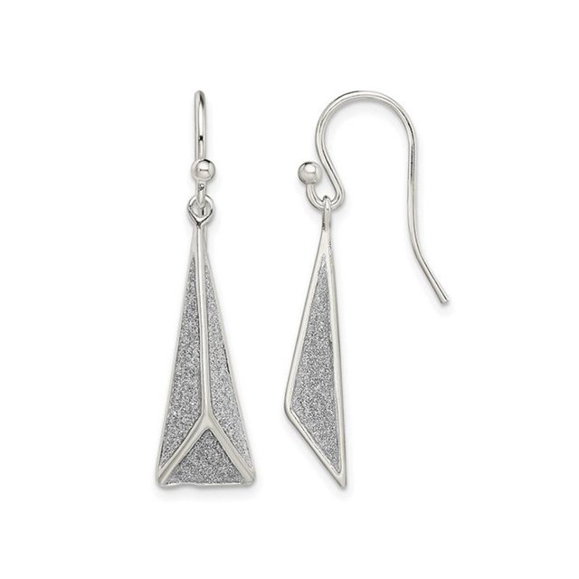 Boucles d'Oreilles Pendantes Triangle en Argent Sterling