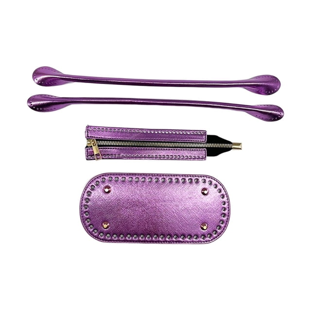 Juego de 3 bases para bolsos de ganchillo con asas y cremallera, ideales para proyectos DIY. Violeta