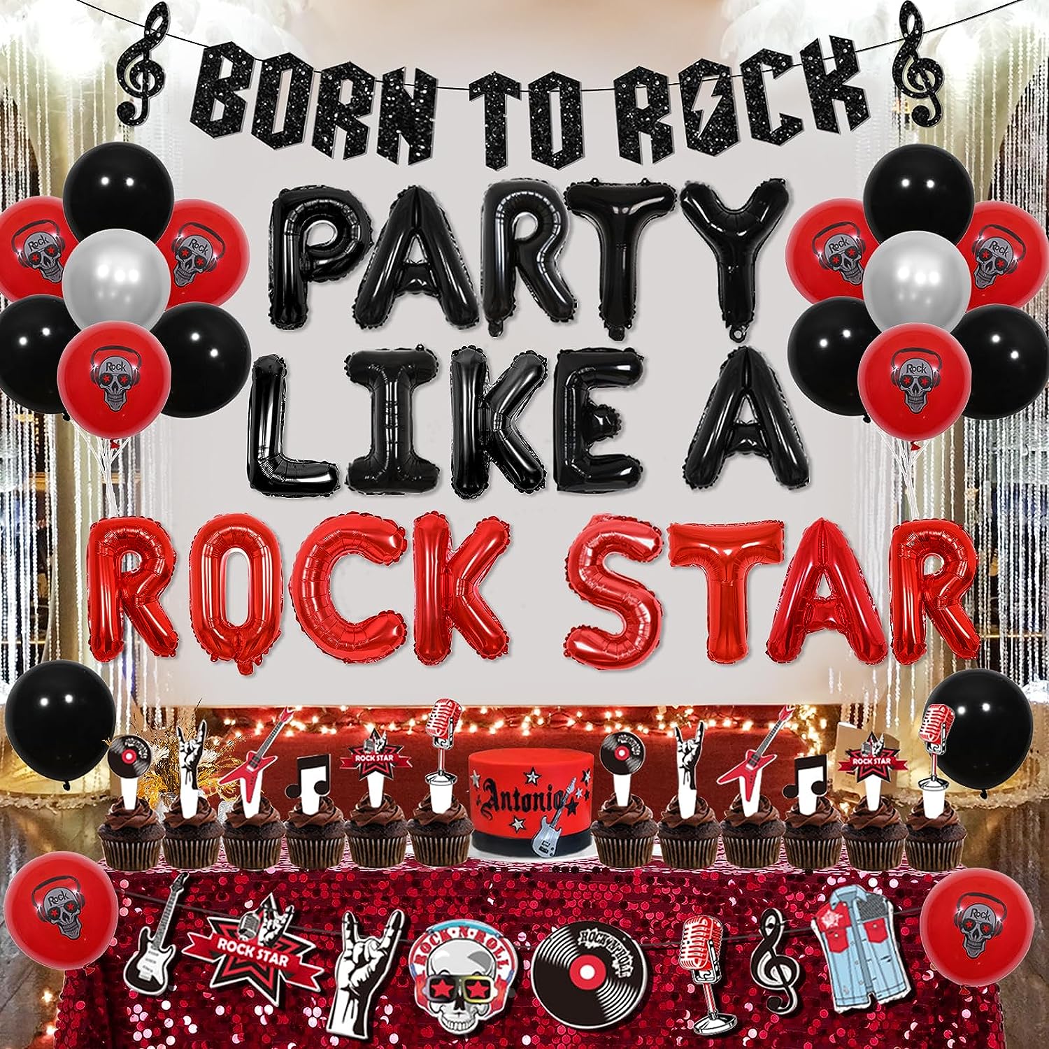 Décorations De Fête Rock And Roll - Centres De Table En Carton Double Face Pour Anniversaire, Soirée Thème