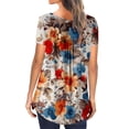 thumbnail image 3 of ALLLIST Women's Tops Short Sleeve Henley Plus Size Tunic Floral Holiday Red Casual Blouses Womens Clothing, 3 of 6