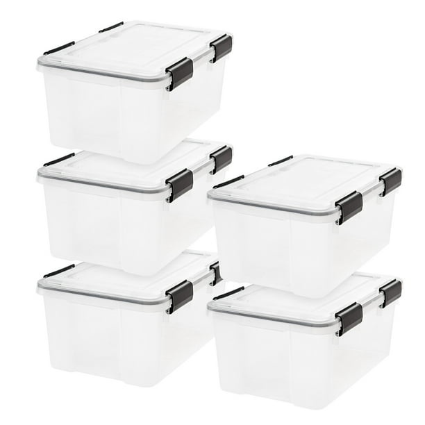 IRIS USA 19 QT Weathertight Gasket Storage Box, Clear, 5 Pack Walmart