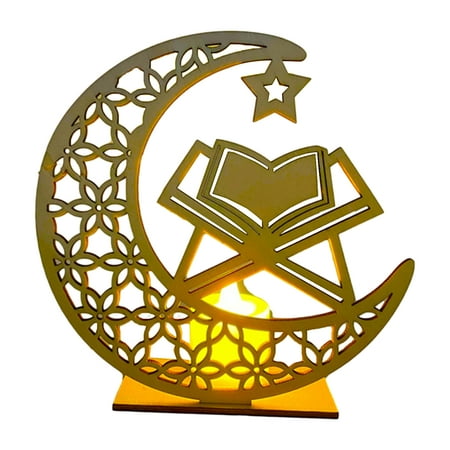 

Lacyie Eid Mubarak Decorations Muslim Wooden DIY LED Lamp for Home Decor