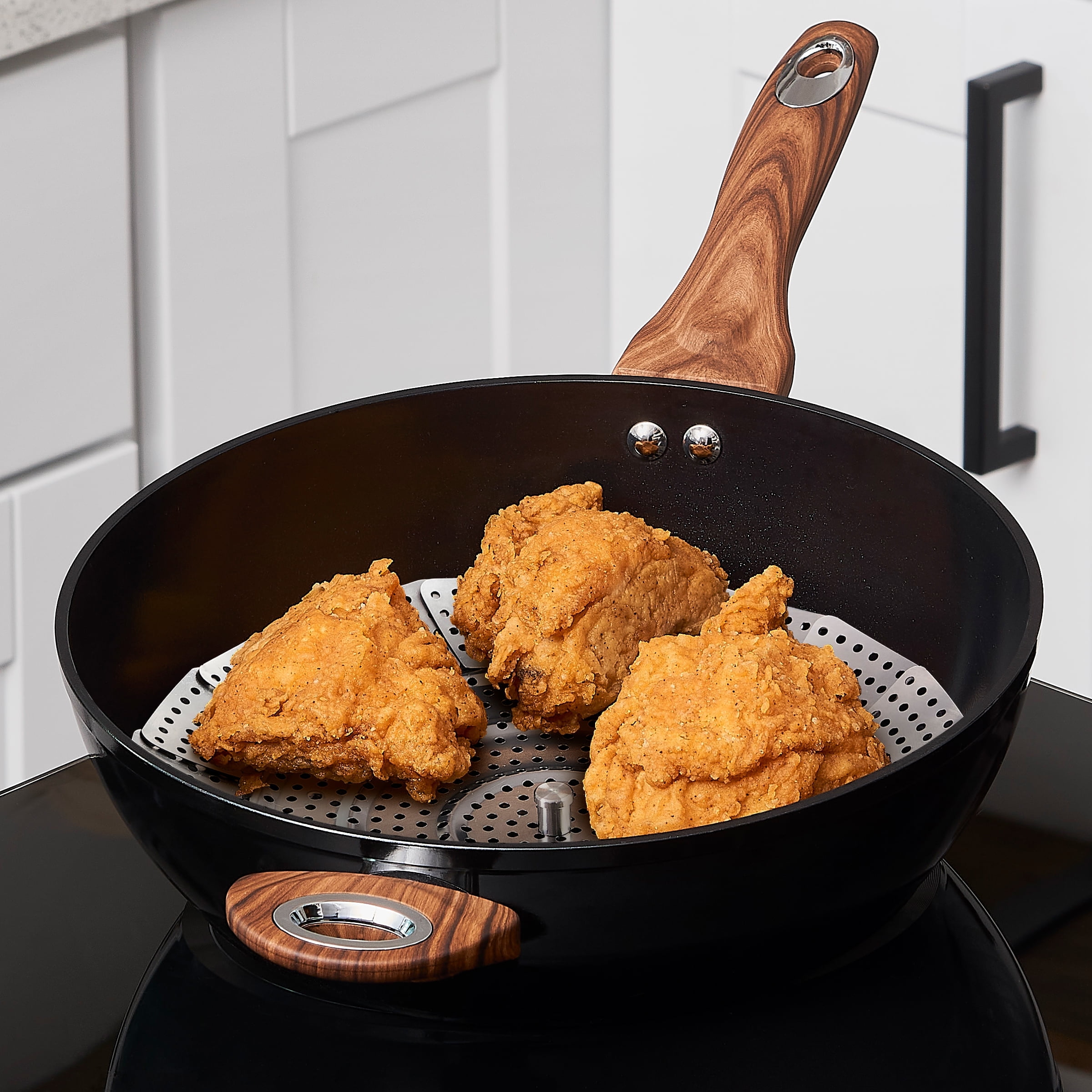 Air Whirl Crisper New Air Fryer Lid for Pots & Pan, Capacity Fits 10 to 12 inch, Silver