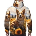 thumbnail image 7 of Wukai Cute Corgi Sunflower Print Men Hoodies Fleece Sweatshirts Long Sleeve Sweaters Pullover Fall Outfits Winter Clothes-Medium, 7 of 7