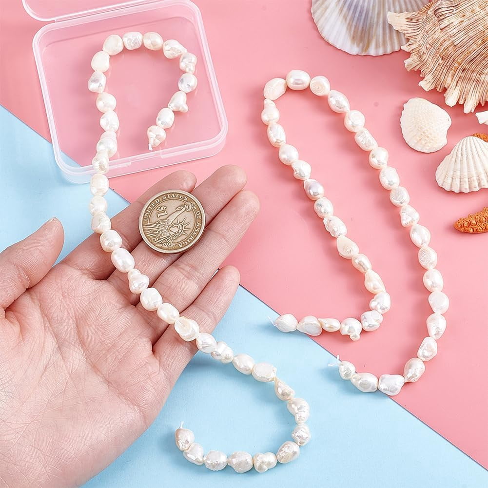 68Pcs Natural Cultured Freshwater Pearl Bead Strand Loose Bead Bulk Irregular Pearl Beads Seashell Color for DIY Bracelets Earring Necklace Jewelry Making CraftHole:0.8mm Brown