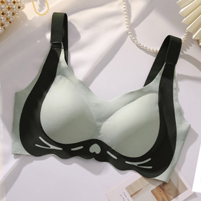 LOVZFMLL Bras for Women Woman's Color Block Back Buckle Thin Style Ventilate Bra Without Steel Rim Green 42