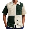 thumbnail image 1 of Men's Cardigan Sweaters for Men Short Sleeve Solid Color Knitted Pullover Top 1 Pc, 1 of 9