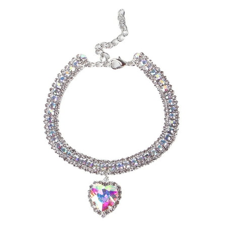 Pet Diamond Necklace Heart-Shaped Diamond Pendant Collar Collar Cat Jewelry Teddy Small and Medium Dog Collar
