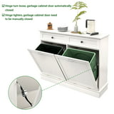 TC-HOMENY Tilt Out Trash Cabinet, Double Trash Can with Drawer and ...