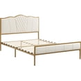 thumbnail image 5 of Queen Size Bed Frame, Modern Upholstered Bed Frame with Tufted Headboard, Golden Metal Platform Bed Frame with Wood Slat Support, Noise Free, No Box Spring Needed,Beige, 5 of 7