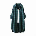 thumbnail image 4 of Blmnix Green Button Up Shirt Women Plaid Gauze Teacher Tshirts Long Sleeve V-Neck Tops, 4 of 5