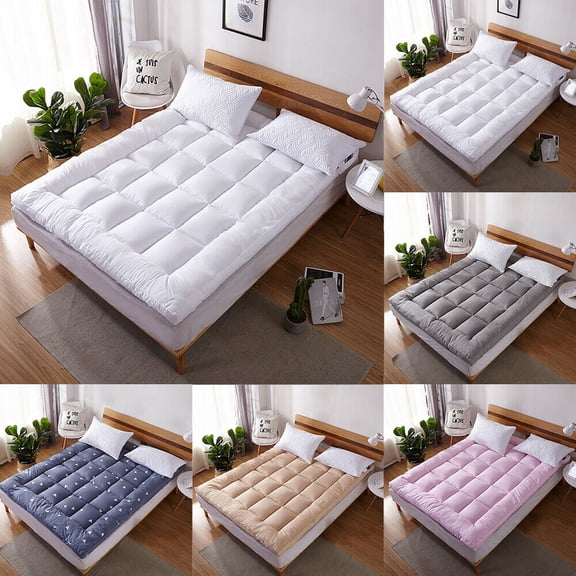 ANMINY Mattress Topper Twin Bed Topper Pillow Top Mattress Topper for Back Pain Down Alternative Fill Quilted Fitted Protector, Gray