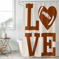 thumbnail image 4 of Valentine's Day Bathroom Shower Curtains with 12 Hooks Polyester Waterproof Shower Curtain for Stalls and Bathtubs Brown Love Heart Rugby Abstract Art Decorative Bathroom Privacy Curtain 72x72 Inches, 4 of 9