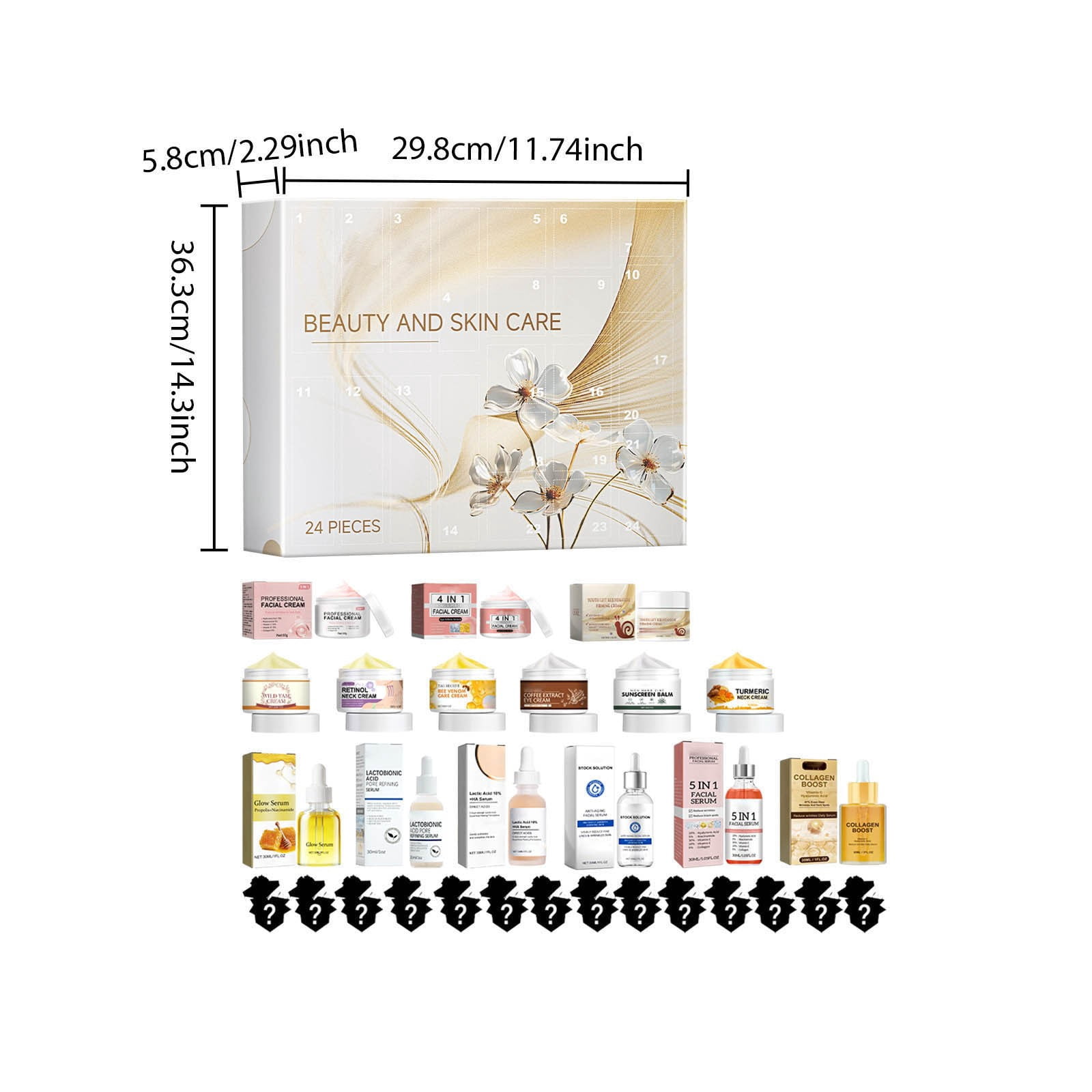 Advent Calendar 2025, Beauty 24 Piece Holiday Beauty Advent Calendar, Pampering Skincare Christmas Countdown Calendars, Makeup Set Gift for Girlfriend Wife Mum Sister