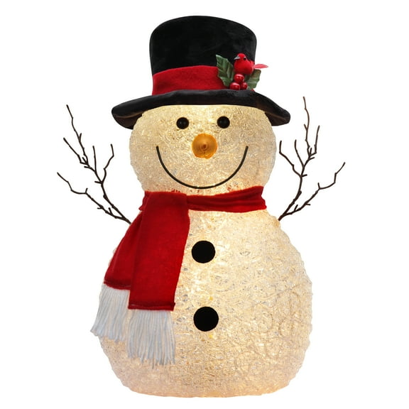 Haute Decor 17 Inch Spun Acrylic Snowman with LED Lights