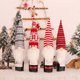 thumbnail image 5 of Yuarrent Cubierta de botella de vino de felpa de Navidad sin rostro anciano tejido manga rayas sombrero de comedor decoraciones gnomos Toppers Kits de decoración para fiestas Gris blanco Yuarrent HA068077-04, 5 of 6