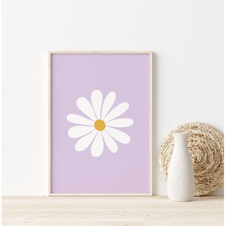 Lilac Daisy Flower Print Boho Nursery Decor Unframed Paper Print