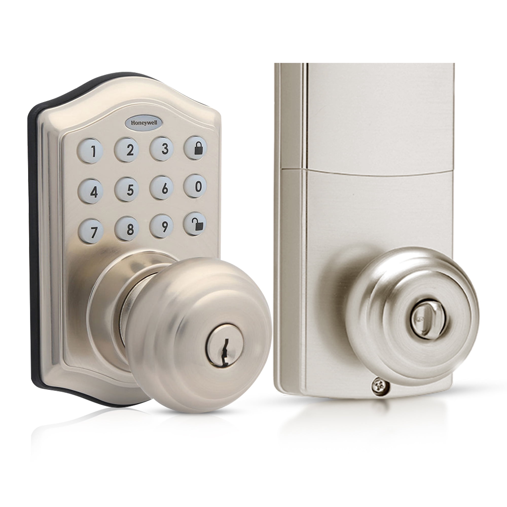 Honeywell Electronic Entry Knob Door Lock, Satin Nickel