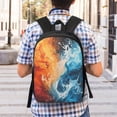thumbnail image 5 of Uemuo Red And Blue Waves Printed Durable 17-inch Student Backpack - Lightweight, Waterproof, Adjustable Straps, Ideal for School, Work, Travel, 5 of 5