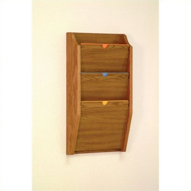 Wooden Mallet 3 Pocket Privacy File Holder in Medium Oak