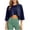 Dark Blue, variant on DYTTDG Women's Loose Fit Cropped Top | Round Neck 3/4 Sleeve Casual Workout T-Shirt Pullover, Sporty Everyday Top