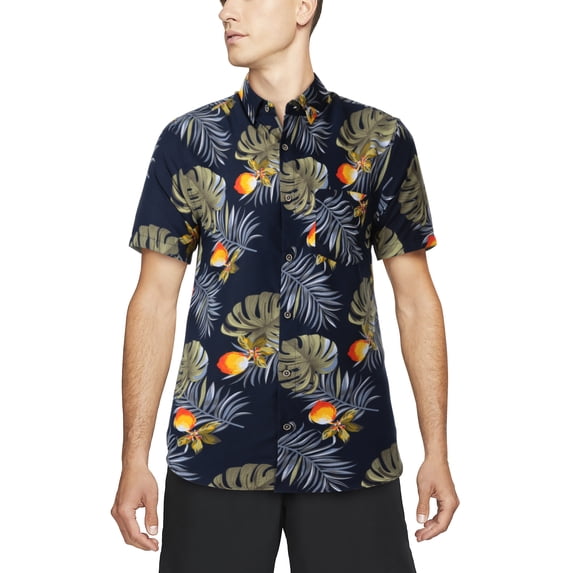 Hat and Beyond Men's Premium Hawaiian Flower Pattern Printed Button Shirt