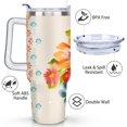 thumbnail image 3 of 40oz Pioneer Colorful Floral Stainless Steel Flip Straw Tumbler with Lid and Straw Spill Proof Travel Cup Double Wall Vacuum Insulated Coffee Mug with Handle White, 3 of 7