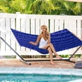 thumbnail image 2 of SZHLUX Outdoor Quilted Fabric Hammock with Spreader Bars and Detachable Pillow and Chains,Outdoor Patio Backyard Poolside, 450 LBS Weight Capacity, Catalina Beach, 2 of 12