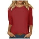 thumbnail image 1 of Camisa raglán informal de manga 3/4 para mujer, cuello redondo, poliéster, color liso, estilo informal y moderno, tallas S-XXL, 1 of 5